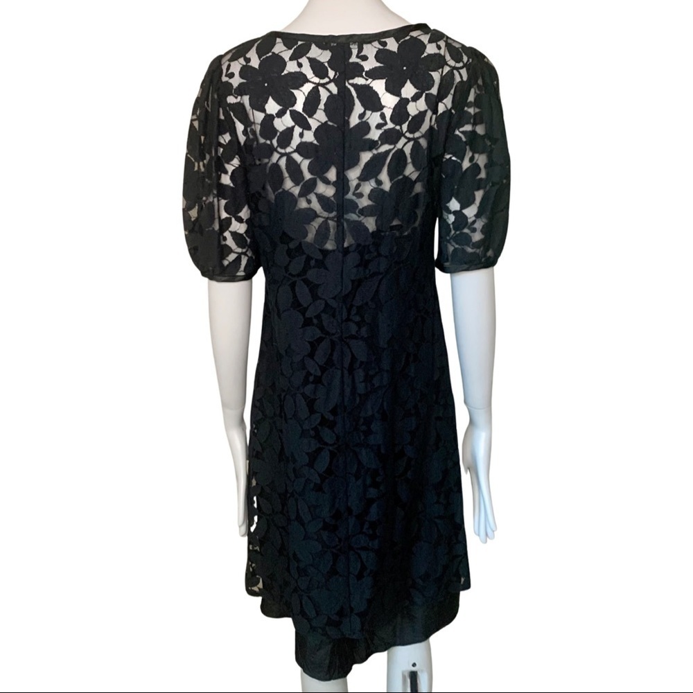 KATHRYN CONOVER Vintage Black Lace Embroidered Shift Dress Size 8 - Picture 13 of 14
